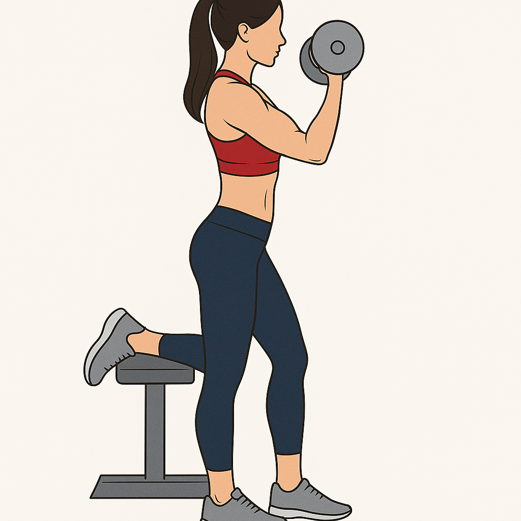 Bicepscurl med manualer illustrasjon